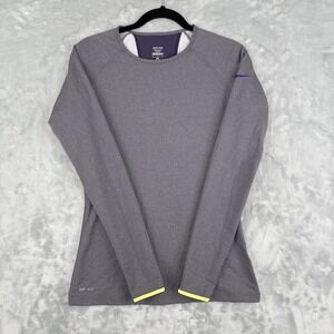 Nike Pro Dri-FIT Long Sleeve Compression Shirt Purple Women's Medium Thumb holes